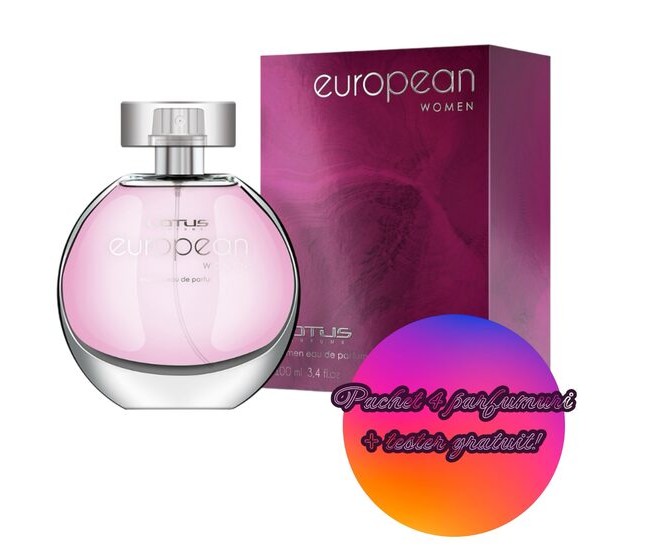 Set 4 Apa de parfum European Woman, Revers, Femei, 100 ml +Tester 100 ml GRATUIT