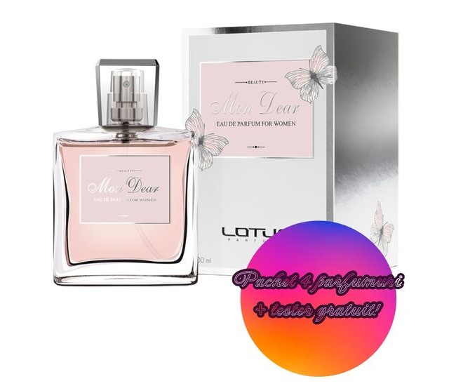 Set 4 Apa de parfum Mon Dear Lotus Revers, Femei, 100 ml + Tester 100 ml GRATUIT