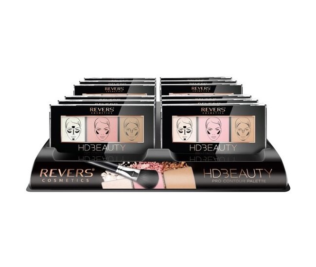 Set 12 bucati Paleta de machiaj pentru contur, Pro Contour, HD Beauty, Revers, 12,5 g