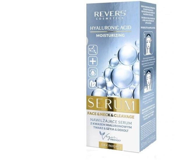 Ser hidratant pentru fata, gat si decolteu cu Acid Hyaluronic, Revers, 10ml