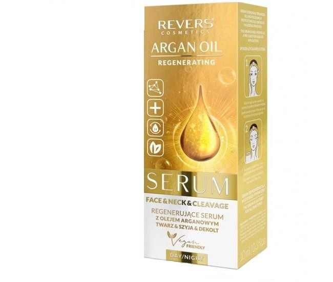 Ser regenerant, pentru fata, gat si decolteu, cu Ulei de Argan si In, Revers, 10ml