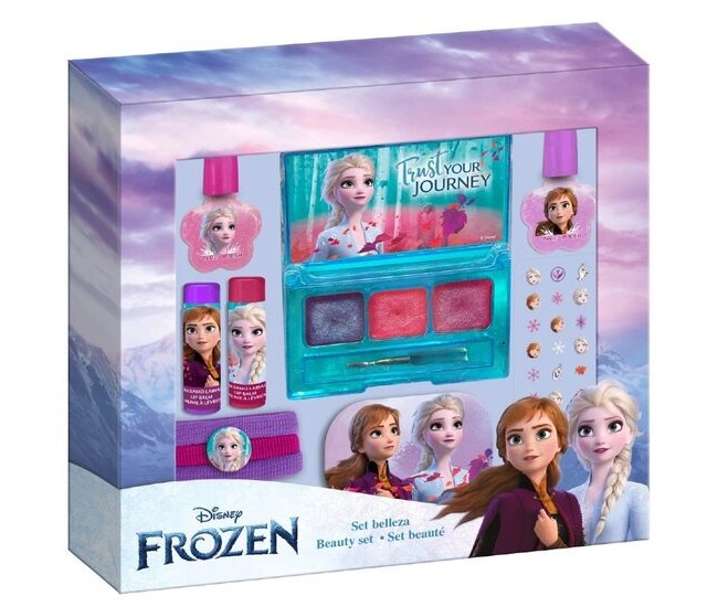 Set de machiaj pentru fetite, cu farduri, lacuri de unghii si decoratiuni, Frozen