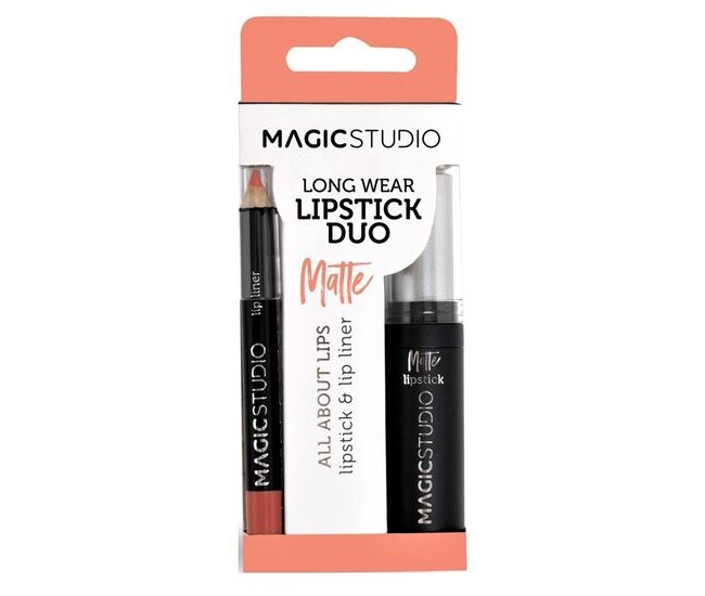 Set Perfect Lips, Ruj de buze mat si creion pentru contur asortat, Nr. 1, Light Brown, Magic Studio