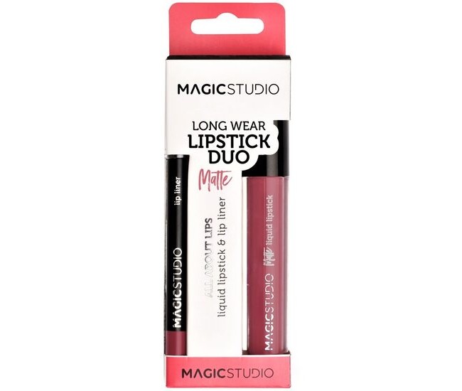 Set Perfect Lips ruj lichid mat si creion contur, Nr.2 Roz, Magic Studio