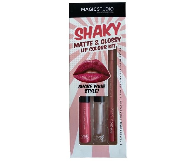 Set gloss si creion de buze Shaky, Matte & Glossy, 60749, Roz deschis, Magic Studio, 2 g