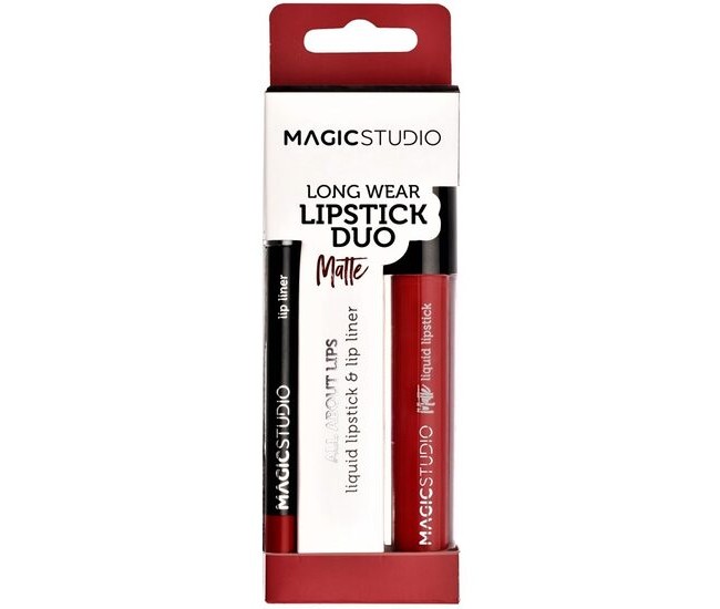 Set Perfect Lips ruj lichid mat si creion contur, Nr.3, 40's Red, Magic Studio