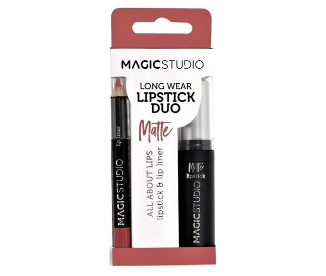 Set Perfect Lips, Ruj de buze mat si creion pentru contur asortat, Nr. 2, Light Brown, Magic Studio