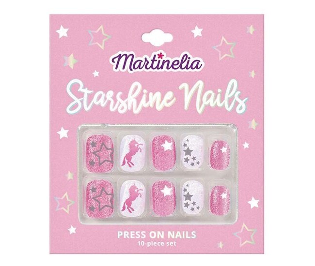 Set 10 unghii false Starshine Nails, cu adeziv Press-On, pentru fetite, Martinelia