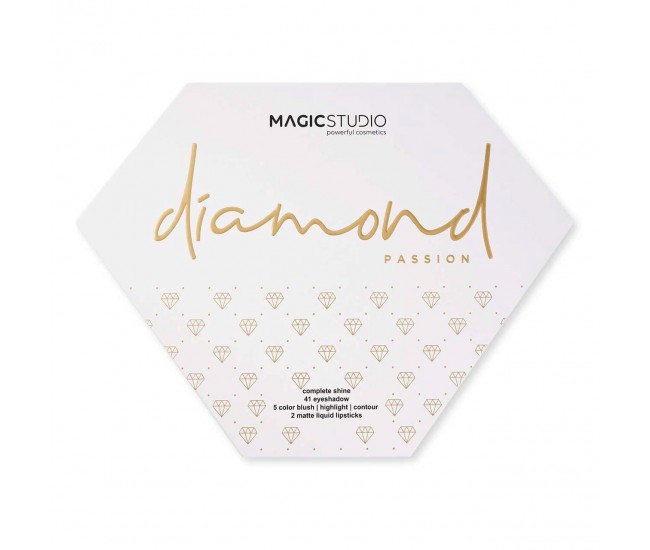 Trusa de machiaj Diamond Complete Shine, cu farduri de pleoape, ten si luciu de buze, Magic Studio