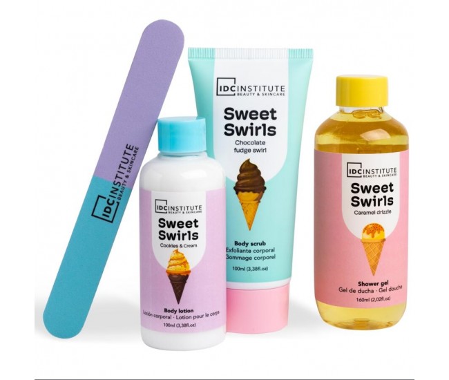 Set 4 produse de ingrijire corporala Sweet Swirl, IDC Institute 42157, 360 ml