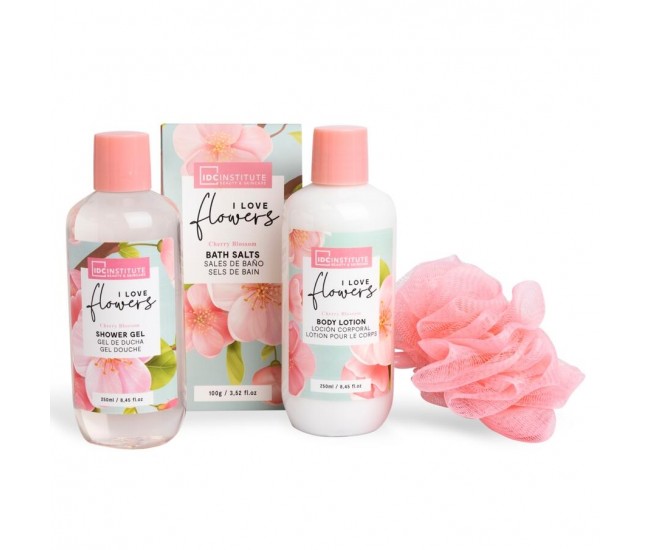 Set 4 produse cosmetice I love Flowers, IDC Institute 44052, pink, 600 ml