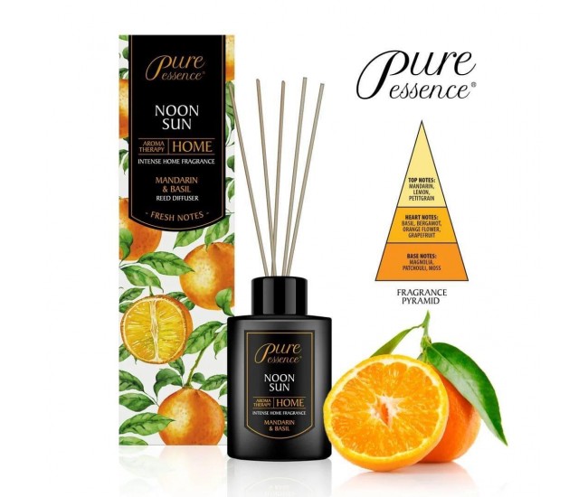 Difuzor cu betisoare parfumate Pure Essence, Revers, Noon Sun, mandarine, busuioc 100ml