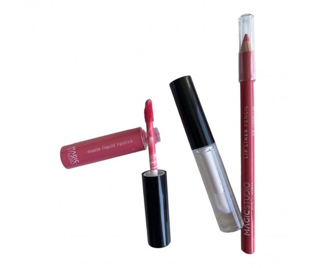 Set gloss si creion de buze Shaky, Matte & Glossy, 60749, Roz deschis, Magic Studio, 2 g