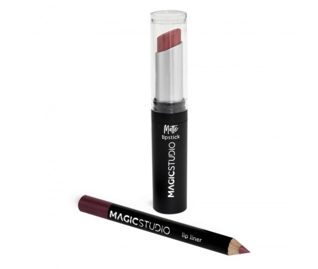 Set Perfect Lips, Ruj de buze mat si creion pentru contur asortat, Nr. 2, Light Brown, Magic Studio