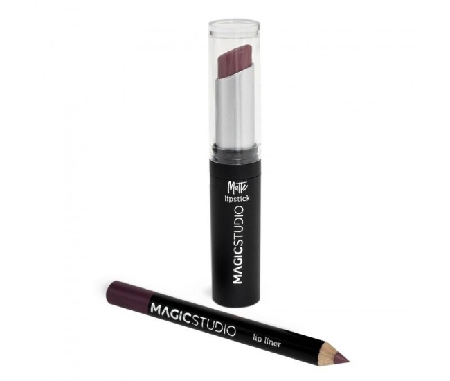 Set Perfect Lips, Ruj de buze mat si creion pentru contur asortat, Nr. 3, Dark Nude, Magic Studio