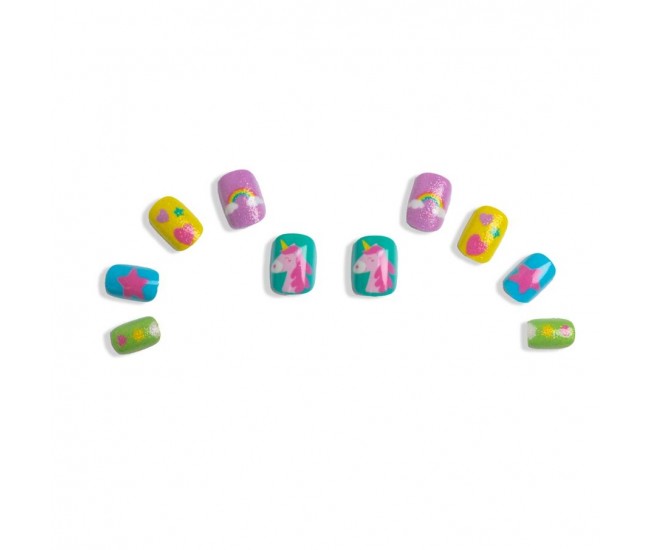 Set 10 unghii false Unicorn Nails, cu adeziv Press-On, pentru fetite, Martinelia 35045