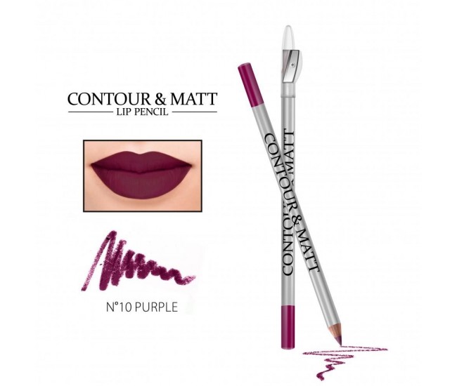 Creion pentru conturul buzelor, Contour and Matt, Revers, nr.10 Purple, mat