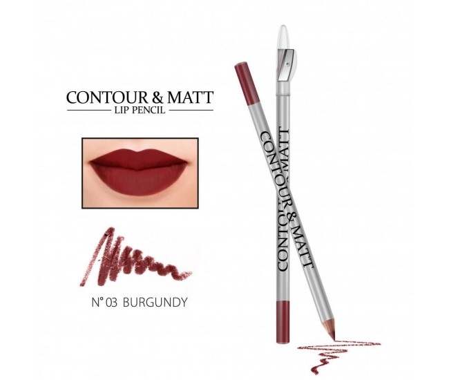 Creion pentru conturul buzelor, Contour and Matt, Revers, nr.03 Burgundy, mat