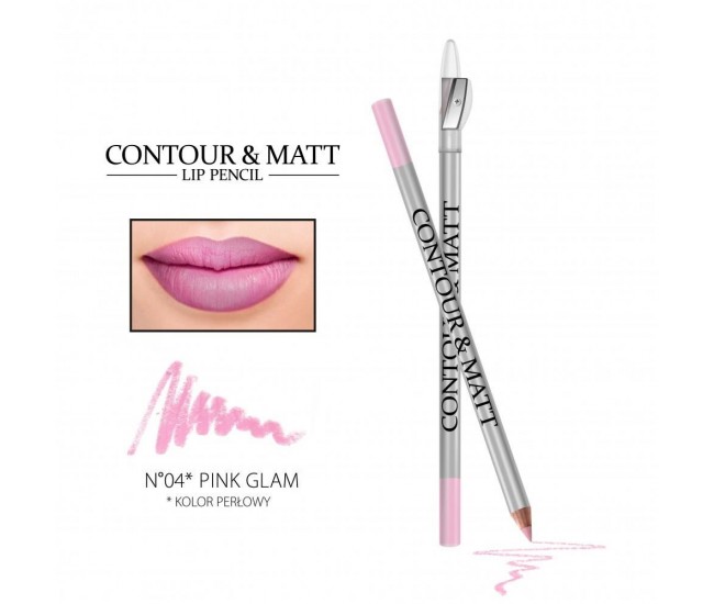 Creion pentru conturul buzelor, Contour and Matt, Revers, nr.04 Pink Glam, sidef