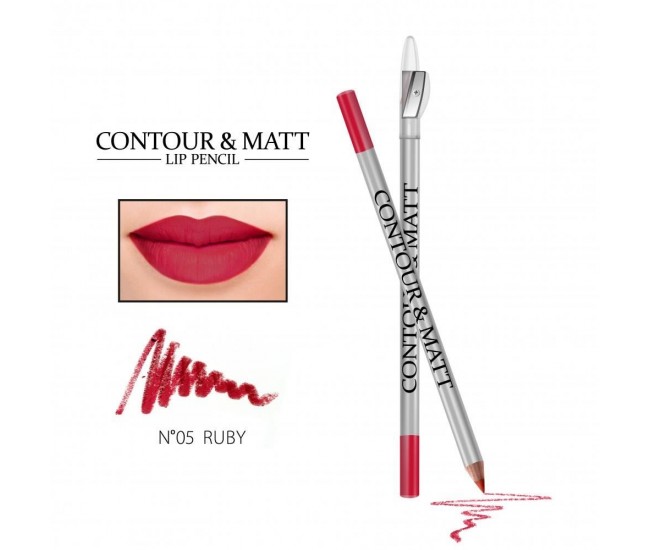 Creion pentru conturul buzelor, Contour and Matt, Revers, nr.05 Ruby, mat