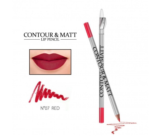 Creion pentru conturul buzelor, Contour and Matt, Revers, nr.07 Red, mat