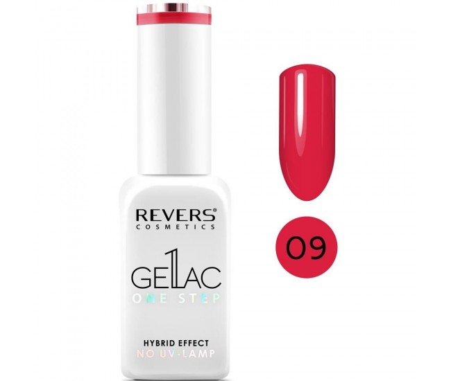 Lac de unghii Gellac 1 Step, Hybrid Effect, Non UV, Revers, 09 Rosu, 10 ml