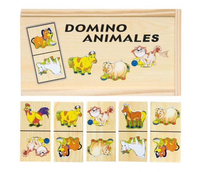 Domino din lemn Woodyland cu animale domestice