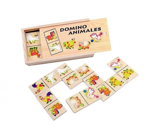 Domino din lemn Woodyland cu animale domestice