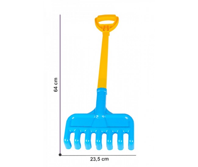 Grebla din plastic, TechnoK, (3497) 64 cm, pentru nisip, albastru