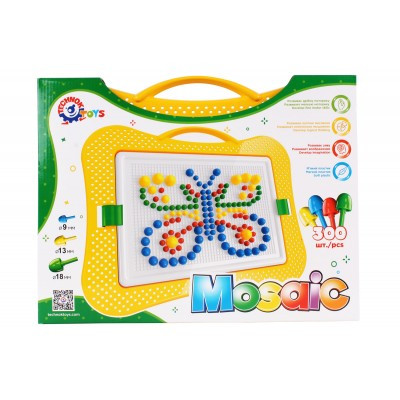 Joc educativ mozaic, TechnoK, 300 de pioneze de diferite dimensiuni, colorate