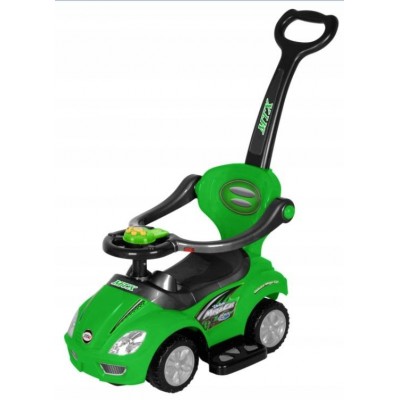 Masinuta premergator 3 in 1, cu maner parental, Mega Car, verde