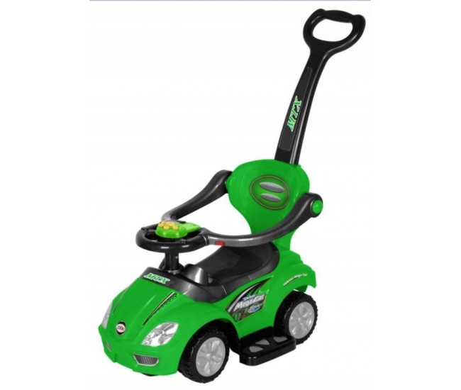 Masinuta premergator 3 in 1, cu maner parental, Mega Car, verde