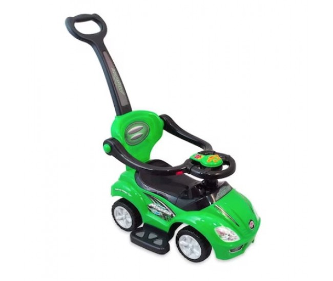 Masinuta premergator 3 in 1, cu maner parental, Mega Car, verde