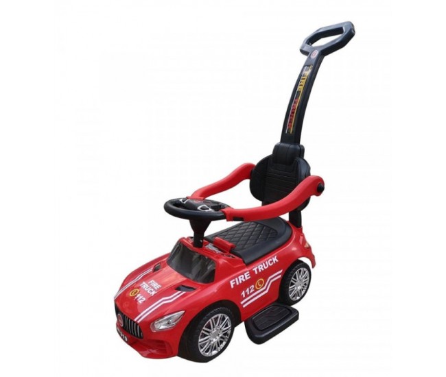 Masinuta premergator de pompieri, ride on, cu maner parental, Baby Mix, rosu