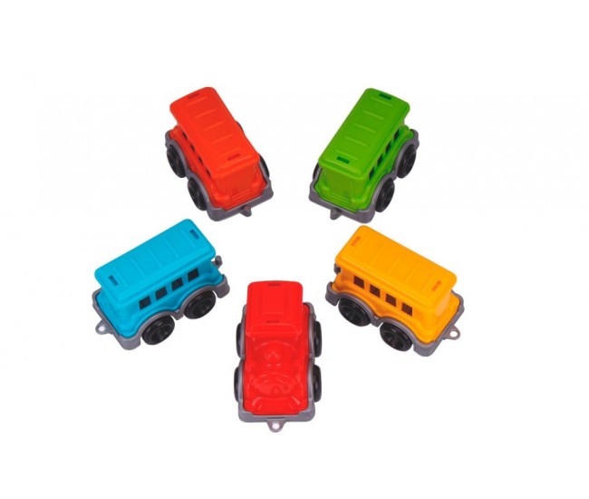 Mini trenulet TechnoK, locomotiva cu 4 vagoane, multicolor