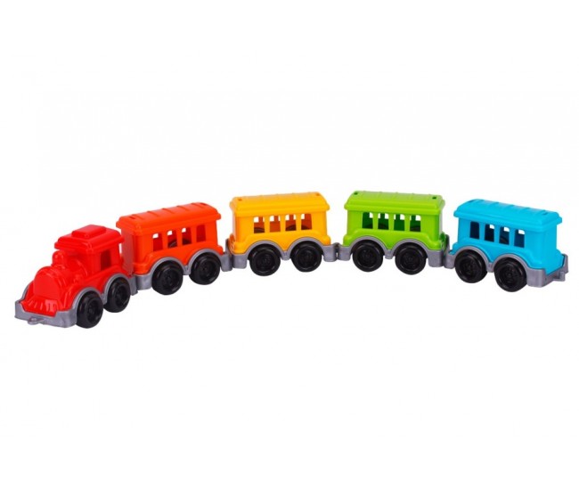 Mini trenulet TechnoK, locomotiva cu 4 vagoane, multicolor