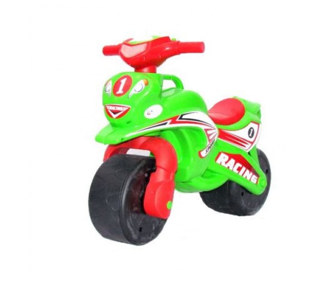 Motocicleta Ride-on de curse Doloni cu sunete si lumini, verde cu rosu