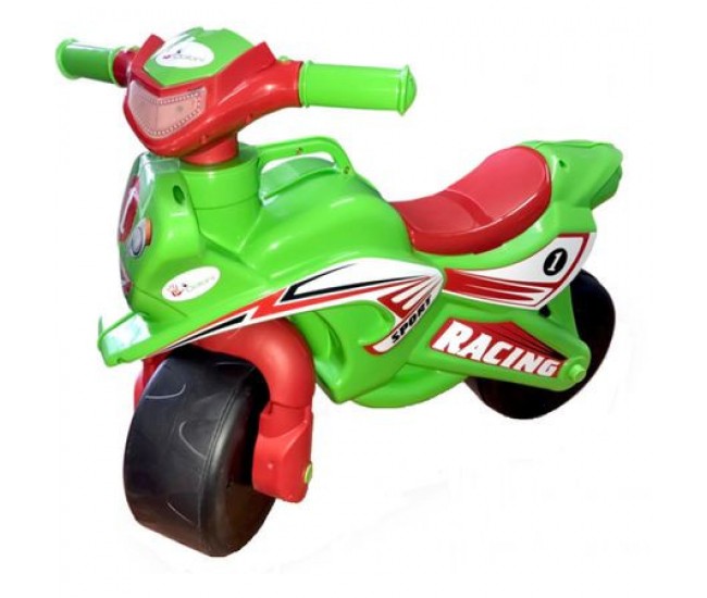 Motocicleta Ride-on de curse Doloni cu sunete si lumini, verde cu rosu