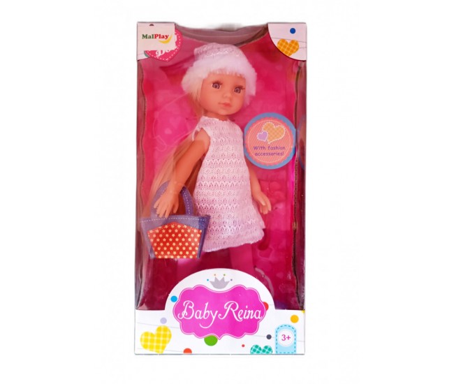 Papusa Baby Reina cu rochita si caciula de iarna, MalPlay, 24 cm