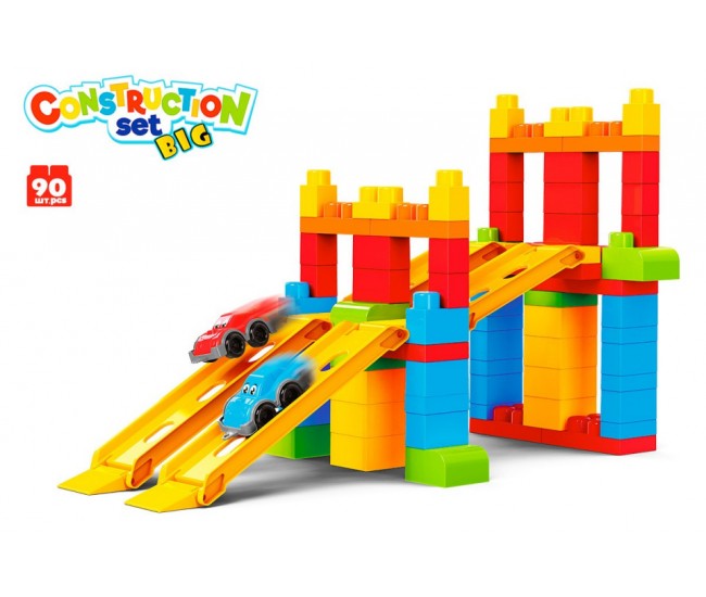 Set 90 de cuburi de constructie cu 2 masinute TechnoK