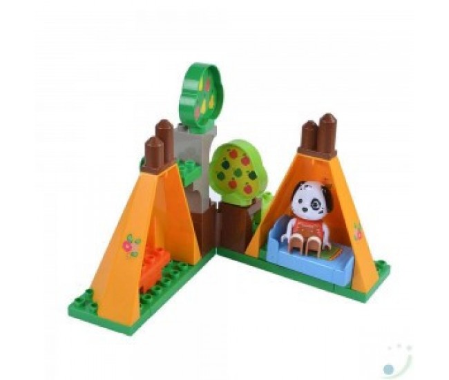 Set constructie cuburi Unico Maximilian Families In camping 29 piese