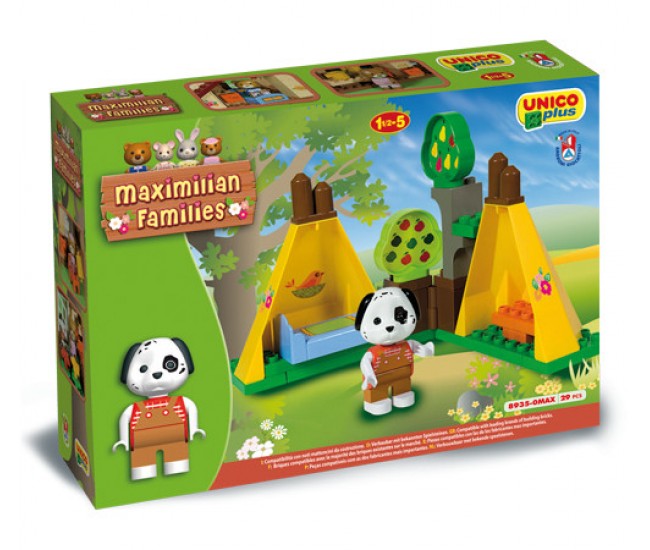 Set constructie cuburi Unico Maximilian Families In camping 29 piese