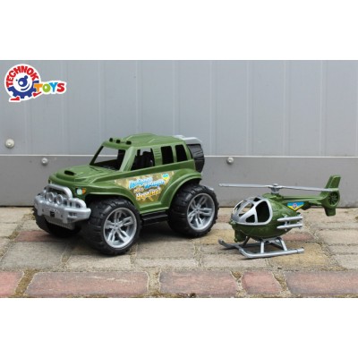 Set de 2 vehicule militare, TechnoK, masinuta de teren si elicopter