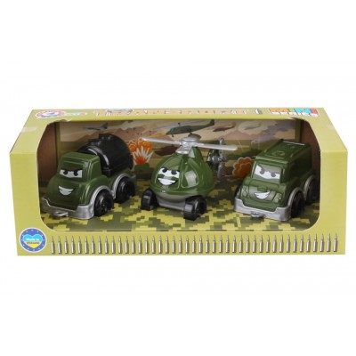 Set de 3 mini vehicule militare vesele, TechnoK, verde