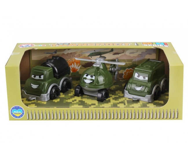 Set de 3 mini vehicule militare vesele, TechnoK, verde