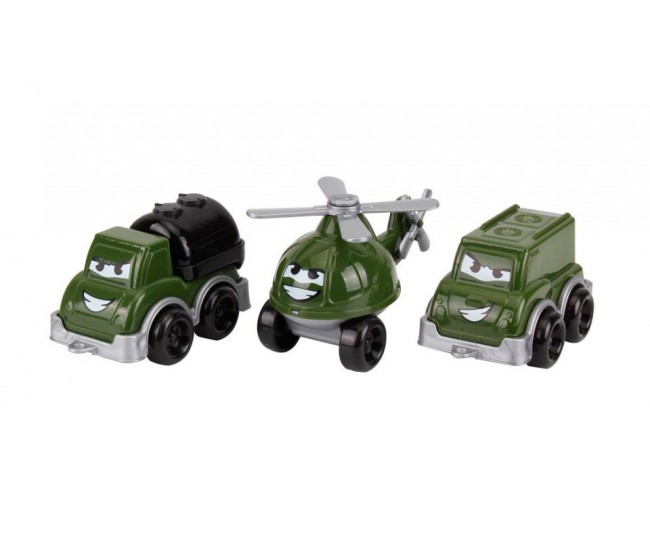 Set de 3 mini vehicule militare vesele, TechnoK, verde