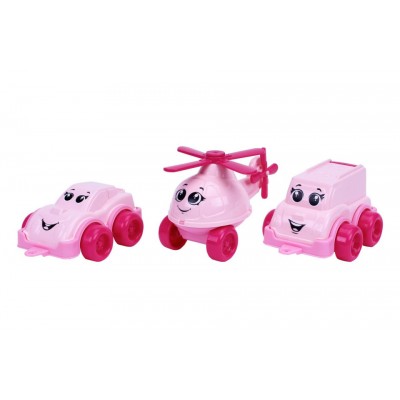 Set de 3 mini vehicule vesele, TechnoK, roz