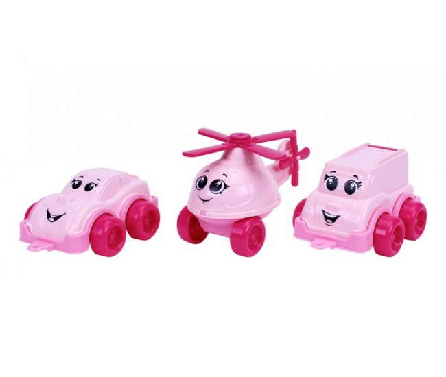 Set de 3 mini vehicule vesele, TechnoK, roz