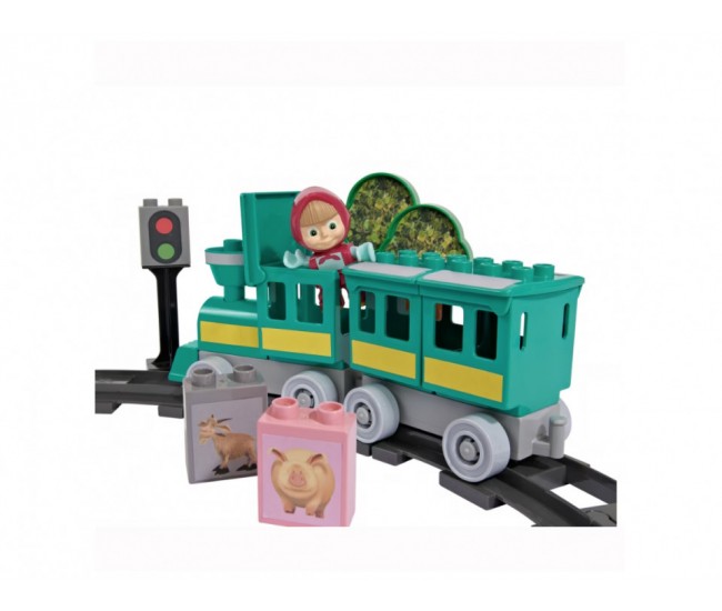 Set de constructie Unico Masha and the Bear, cu figurina Masha inclusa, 32 piese