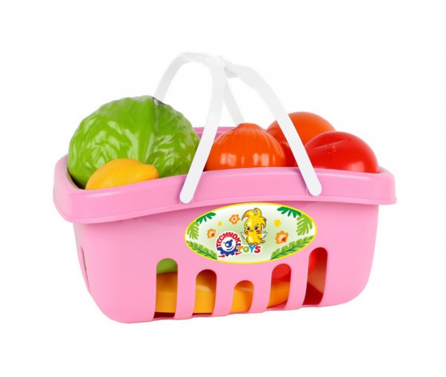 Set de fructe in cos de picnic verde, Technok, (5354), 17 piese